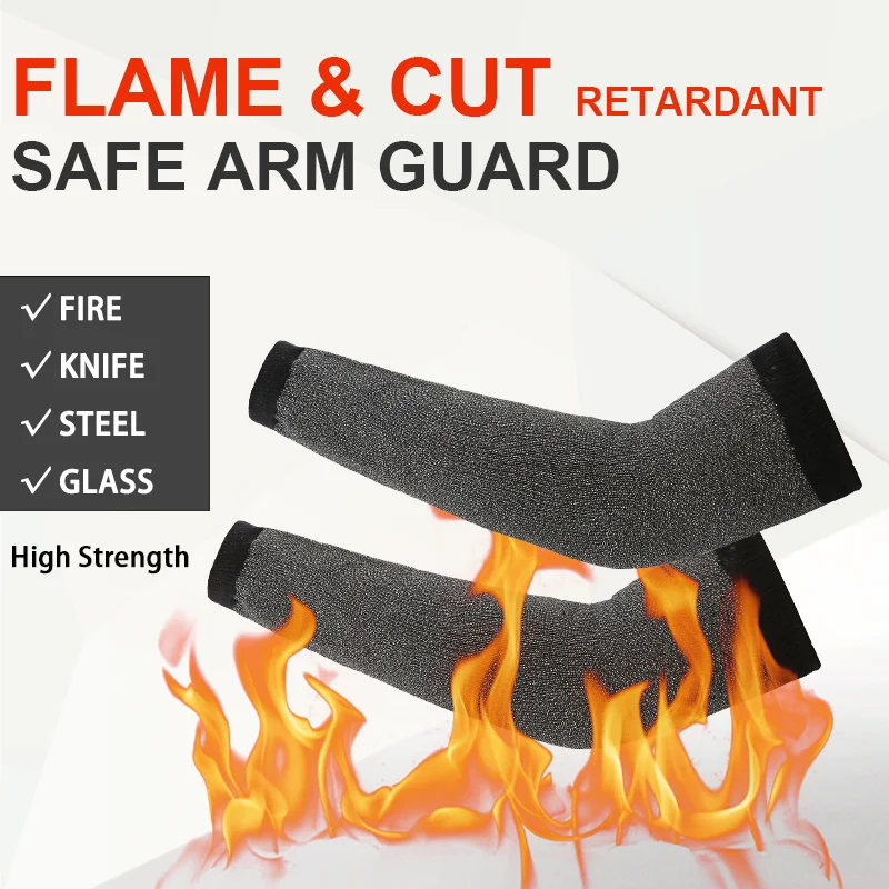 1 чифт предпазна ръка предпазител арамидни забавители на горенето и устойчиви на рязане безопасна работна ръка високотемпературни ръкави