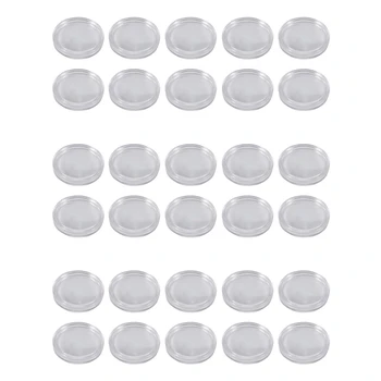 30 бр малки кръгли прозрачни пластмасови капсули за монети Box 33Mm