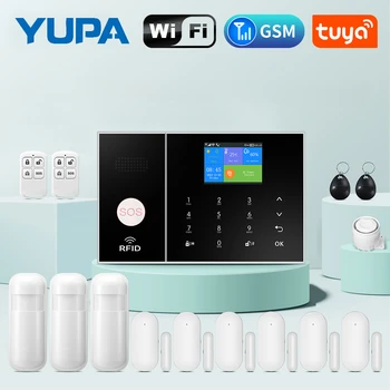 WiFi домашна алармена система GSM Tuya Smart Home Security Alarm Kit със сирена PIR сензор за движение Дистанционни управления Сензор за врата на прозорец