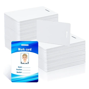 Бели PVC карти карти PVC карти със слот перфоратор,Стандартен CR80 30Mil печат пластмасови снимка ID значка вертикални визитки