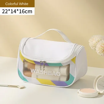 Чанта за грим Нова цветна чанта за съхранение с голям капацитет с висока красота Пътуваща преносима преносима водоустойчива чанта за измиване