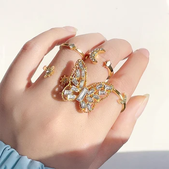 Корейска мода Дамски акрилен пръстен Комплект красиви светли цветове смола формован еластичен пръстен булчински сватбено парти бижута
