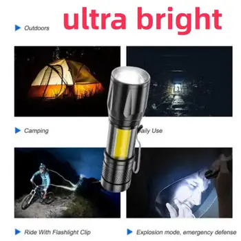 Мини акумулаторно LED фенерче Мини Zoom Torch Открит къмпинг Силна лампа фенер водоустойчив тактически Led Light Portable