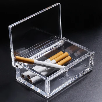 Преносима акрилна кутия за цигари за 20 пръчки Прозрачен блясък държач за съхранение Аксесоари за пушене Таблица за цигари Кутия за цигари