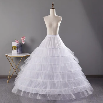 6-обръчи кринолин долна пола A-line сватбена рокля фуста облекло дълга пола етаж дължина плюс размер