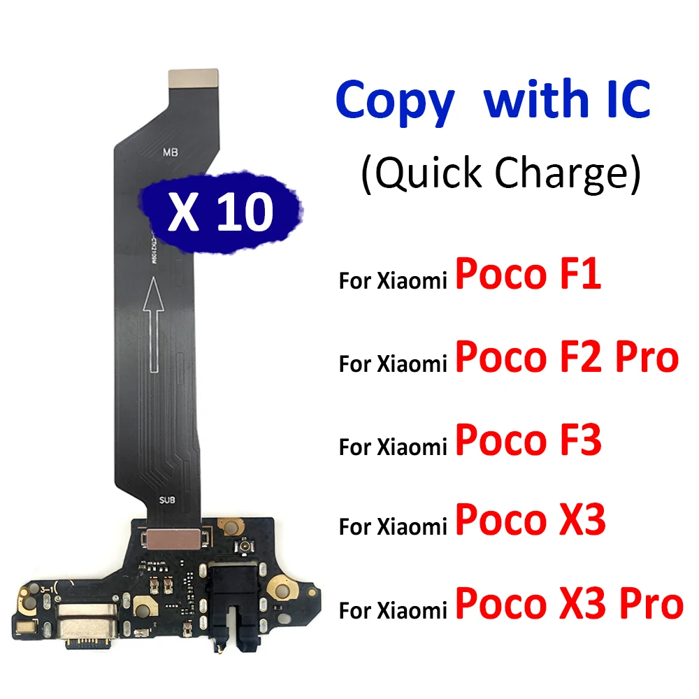 10Pcs / Lot, USB порт за зареждане микрофон док конектор платка за Xiaomi Poco F2 F1 F3 X3 Pro дънна платка основна платка Flex кабел