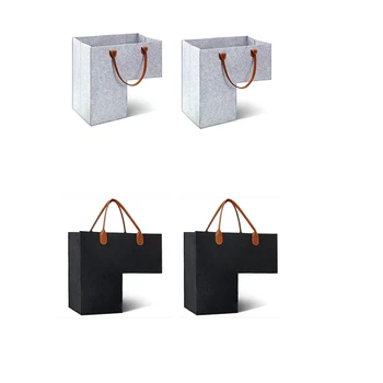 2Pcs стълбищна кошница с кожени дръжки за 16-инчов килим стълби организатор филц сгъваема кошница