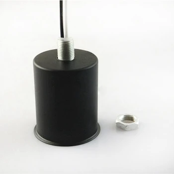 2Pcs E27 керамични винт база кръг Led крушка лампа цокъл титуляр адаптер метална лампа титуляр с тел - бял & черен