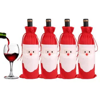 Вино бутилка обхваща смешно Дядо Коледа вино бутилка обхваща коледно парти благоприятства декорация аксесоари за бира бутилка ром бутилка
