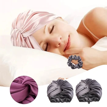 Adjustables Копринени сатени бонета за коса с двуслоен многоцветен удобен сън шапка за коса за спане