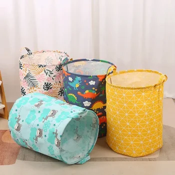 Сгъваема кошница за пране Кофа за съхранение Японски памучен лен плат водоустойчив мръсен пране играчка кошница за съхранение мръсни дрехи
