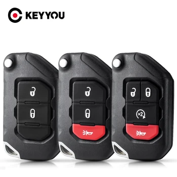 KEYYOU Flip Remote Car Key Shell празен SIP22 2/3/4buttons за Jeep Wrangler Gladiator 2018 2019 сгъваем ключ подмяна случай