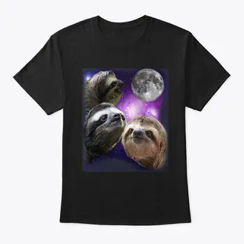 Ленивец -три вълча луна пародия меме тениска