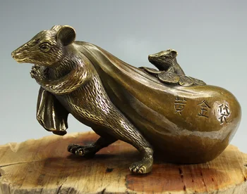 скулптура занаяти меки Обзавеждане на дома Медна месингова мишка Зодиакални орнаменти пари мишка декоративни занаяти антики
