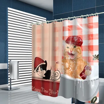 карикатура животински куче душ завеса смешно котка водоустойчив полиестер вана екран затъмнение завеса декор баня завеса Cortina Baño