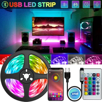  USB LED лента светлини 5V Bluetooth 1M-30M RGB светлина гъвкави Luces LED лампа лента лента телевизия настолен екран подсветка диод лента