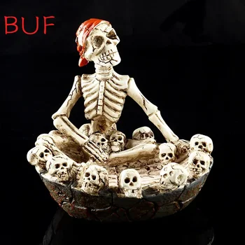 Creative смола пепелник уникален череп статуя аксесоари за пушене Начало бюро декорации череп занаяти орнаменти пепелник подарък черепи
