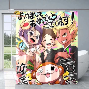 Y-Yo Kai Watch Изящна завеса за душ Модерен декоративен подарък за възрастни Детска баня Водоустойчив и устойчив на плесен
