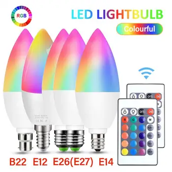 E14/E122/B22 LED крушка Интелигентна вътрешна неонова табела RGB крушки Дистанционно димируема лентова лампа Домашно осветление LED крушки
