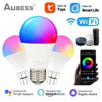 15W TUYA Smart WiFi E27 / B22 RGBCW LED крушки Димируема магическа лампа Гласово управление с Alexa Yandex Алис Google Начало Крушки