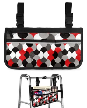 Средновековие Съвременна абстрактна геометрия Червена чанта за инвалидни колички Странични чанти за подлакътници Електрически скутер Калъф за съхранение на пешеходна рамка