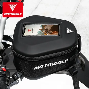 Motowolf мотоциклет резервоар чанта водоустойчив голям капацитет мотоциклет чанта голям екран за телефон / GPS магнитно седло чанта навигация