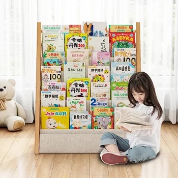 Aoliviya Официален нов масивна дървена детска библиотека картина книга багажник етаж бебе малка библиотека рафт детска градина домакинство