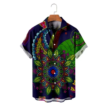 Мъжка хавайска тениска Datura Flowers Style 3D отпечатана Y2K Hombre модна риза Ежедневни плажни извънгабаритни дрехи 19