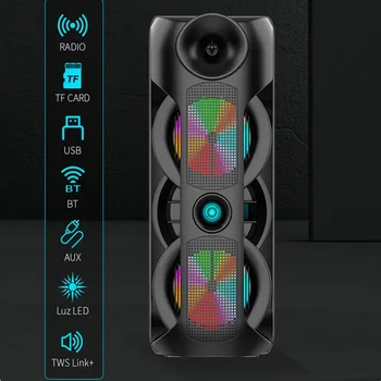80W високомощен външен Bluetooth високоговорител 8-инчов квадратен танц преносим безжичен субуфер за карти K песен 3D стерео Caixa De Som