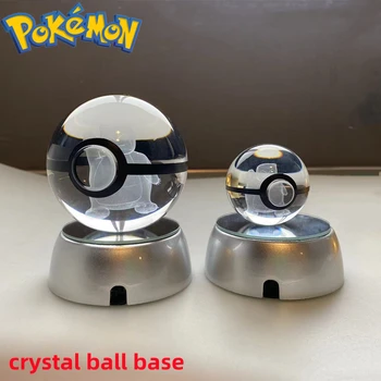 Pokemon 3D издълбани кристална топка специална база Pikachu Mewtwo колоритен въртящ се дисплей база нощна светлинаДетска играчка рожден денподарък