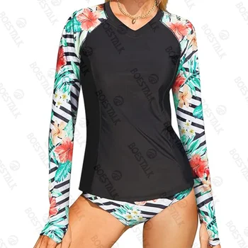 Нова дамска сърф тениска секси дамска сърф тениска плажен слънцезащитен клин анти-ултравиолетов бански UPF 50 сърф