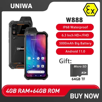 UNIWA W888 Глобална версия ATEX експлозия IP68 здрав смартфон Andriod 11 6.3