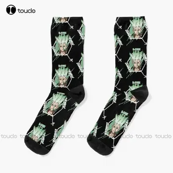 Д-р Стоун: Сенку Ишигами (гръндж стил) Чорапи Смешни чорапи Персонализирани потребителски унисекс възрастни тийнейджърски младежки чорапи Персонализиран подарък