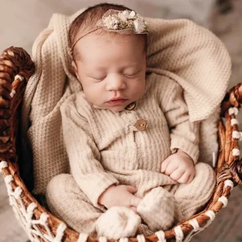 Детска фотосесия подпори крак гащеризон унисекс фото костюм новородено душ подарък