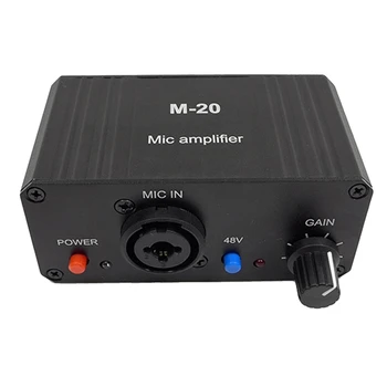 1Set динамичен микрофон кондензатор микрофон усилвател M-20 аудио 48V фантом мощност зареждане черен за живо звукова карта високоговорител