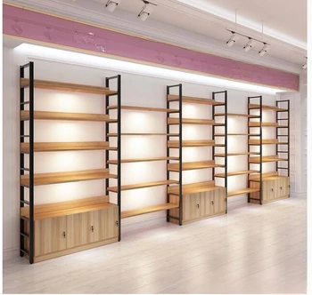Bookshelf рафт етаж многослойни багажник за съхранение Стомана и дърво рафт дисплей кабинет Clapboard рафт продукт дисплей кабинет