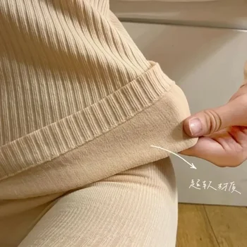 Термични панталони дантелени комплекти секси жена зимен интериор вътрешно кадифе бельо костюм отопляемо тяло долна риза топло облекло риза