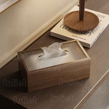 Тъканна кутия Домакински дървени класически ретро тъканни кутии Декорация на бюро в хола Дървен дизайн Плътни цветове Тъкан кутия декор