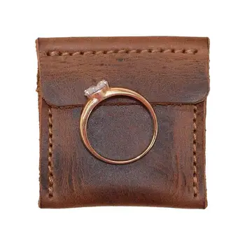 годежен пръстен торбичка кожен пръстен притежателя реколта ръчно изработени сълза устойчиви деликатни PU кожа сватбен пръстен торбичка за церемония