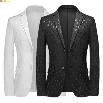 2023 Пролет Нов мъжки костюм яке мода тънък блейзър палто черно бяло червено синьо Terno Masculino плюс размер мъже връхни дрехи M-6XL