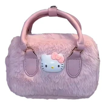 Kawaii Sanrioed аниме Hello Kittys голям капацитет плюшена пазарска чанта за кръстосано тяло Козметична дамска чанта за съхранение Коледен подарък за рожден ден