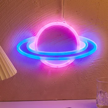 Chi-buy Планета LED неонов знак USB захранване или батерия захранване неонови знаци нощна светлина за спалня хол декор лампа знаци