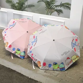 2 Цвят карикатура аниме Sumikko Gurashi ъгъл био мини автоматично слънце дъжд чадъри прекрасен анти-UV ветроупорен трикратен чадър