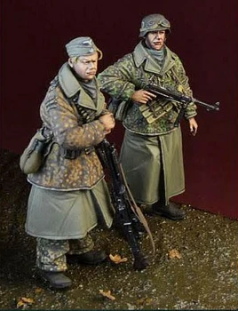 1/35 мащаб смола фигура модел комплект моделиране войник 2 души стоящи GK статуя несглобени и небоядисани играчки