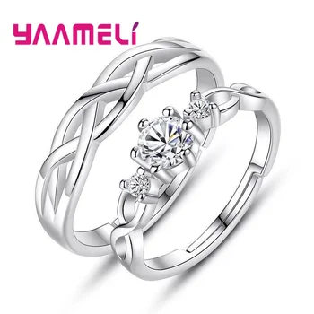 Висококачествени комплекти за пръстени за сватбени ленти за двойки 925 Stterling Silver Rhinestone Infinity Love Woman Man Fashion Promise Jewelry