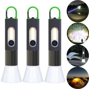 Силна светлина Torch многофункционален водоустойчив външно осветление палатка кука къмпинг лампа USB акумулаторна преносима мини фенерче