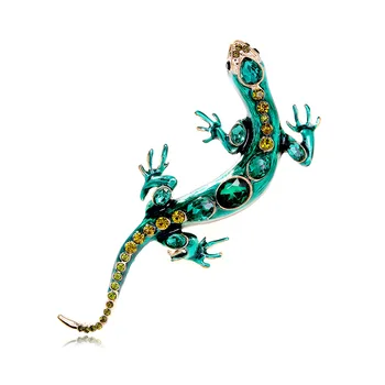 Нова ретро персонализирана сплав Rhinestone Lizard Gecko брошки за жени мъже облекло палто мода четири нокът змия брошка щифтове