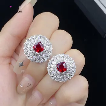 Симулация Рубинен диамант Елегантни пръстени Обеци Висулка Колиета за жени Луксозни годежни сватбени бижута комплекти Подарък за рожден ден