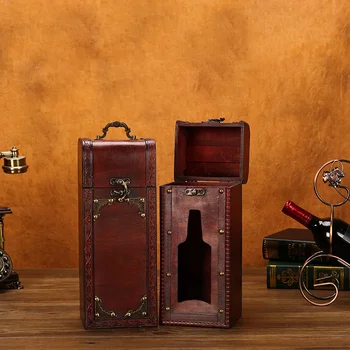 Антични португалски вино бутилка съхранение дървени единични двойно червено вино кутия за стари шампанско общи висококачествени опаковки подарък кутия