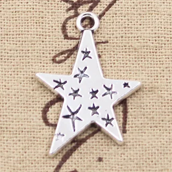 8pcs Талисмани Star Pentagram 28x21mm Антични сребърни цветни висулки, които правят DIY ръчно изработени тибетски намиране на бижута